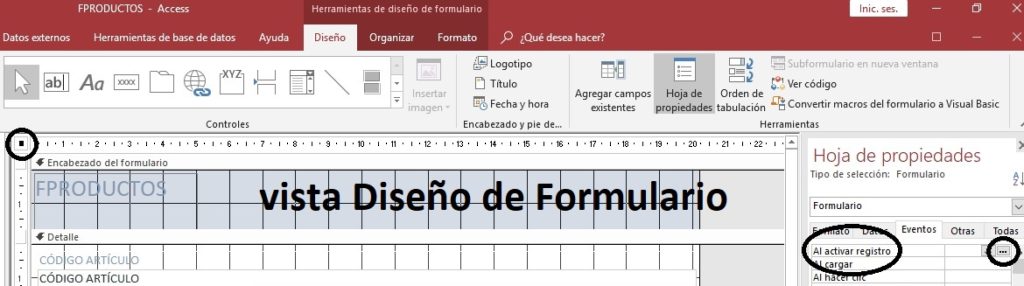 macro incrustada en un formulario de Access