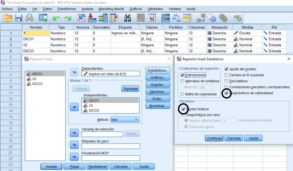 GLM con variable dicotómica con SPSS