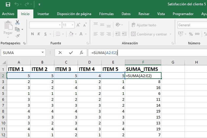 Análisis de cuestionarios con una hoja de cálculo de Excel